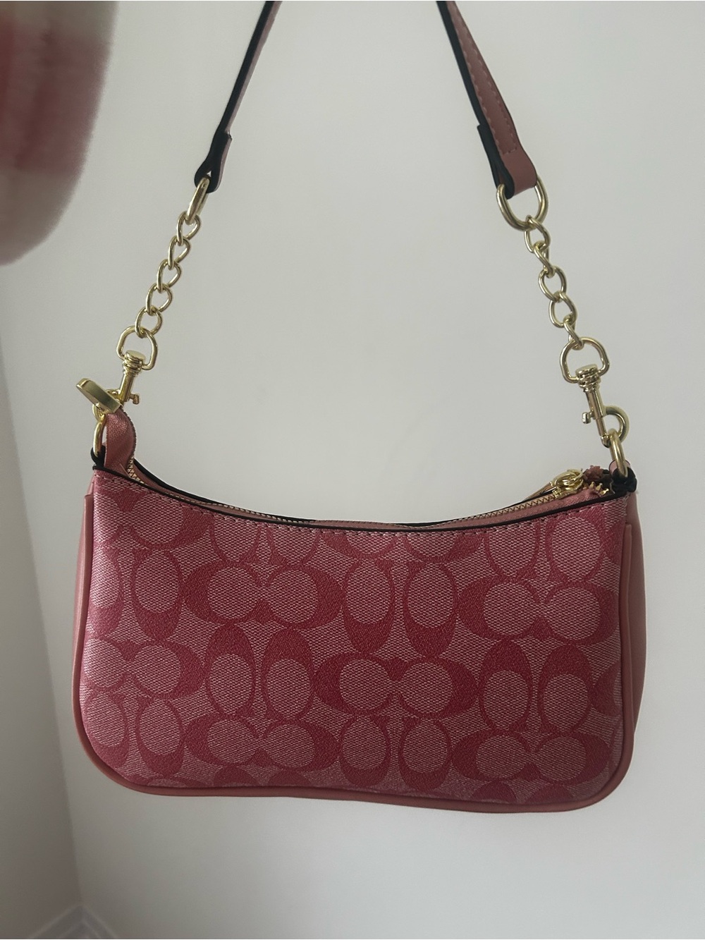 Coach Pink Signature Canvas Teri Shoulder Bag with Gold Hardware - Picture 2 of 2